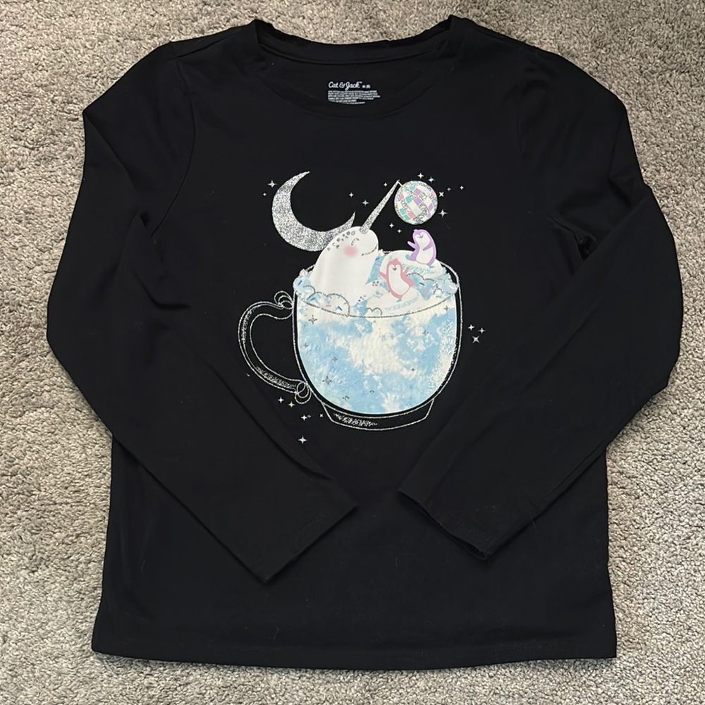 Cat & Jack Black Long Sleeve Tee with Whimsical Celestial Graphic